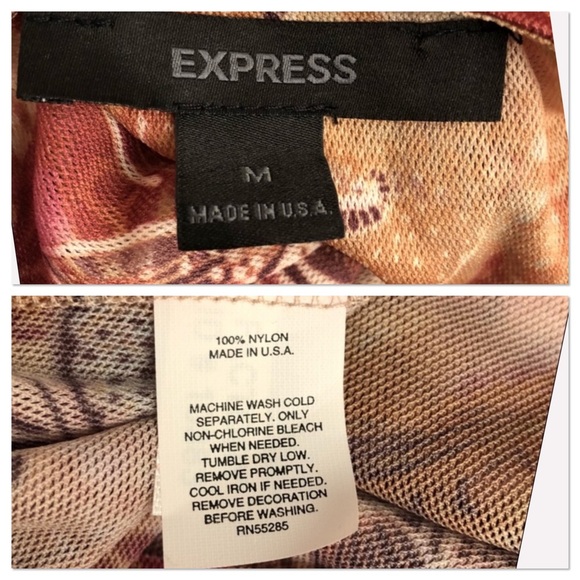 Express nylon mesh multicolor flutter sleeve top M - Picture 4 of 7